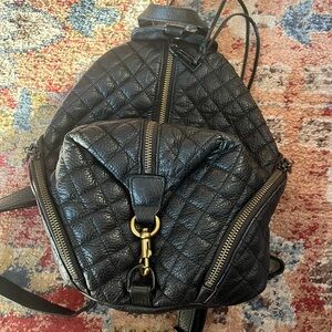 Rebecca Minkoff Quilted Black Leather Backpack